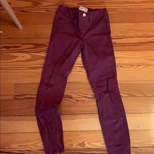 Girls burgundy Abercrombie jeans